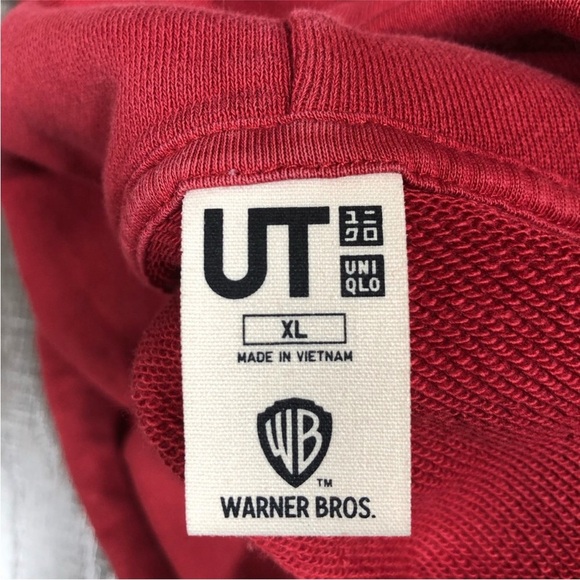 UNIQLO x LOONEY TUNES WB Long Sleeve Sweat Pullover Red Hoodie‎ Size XL - Picture 7 of 9